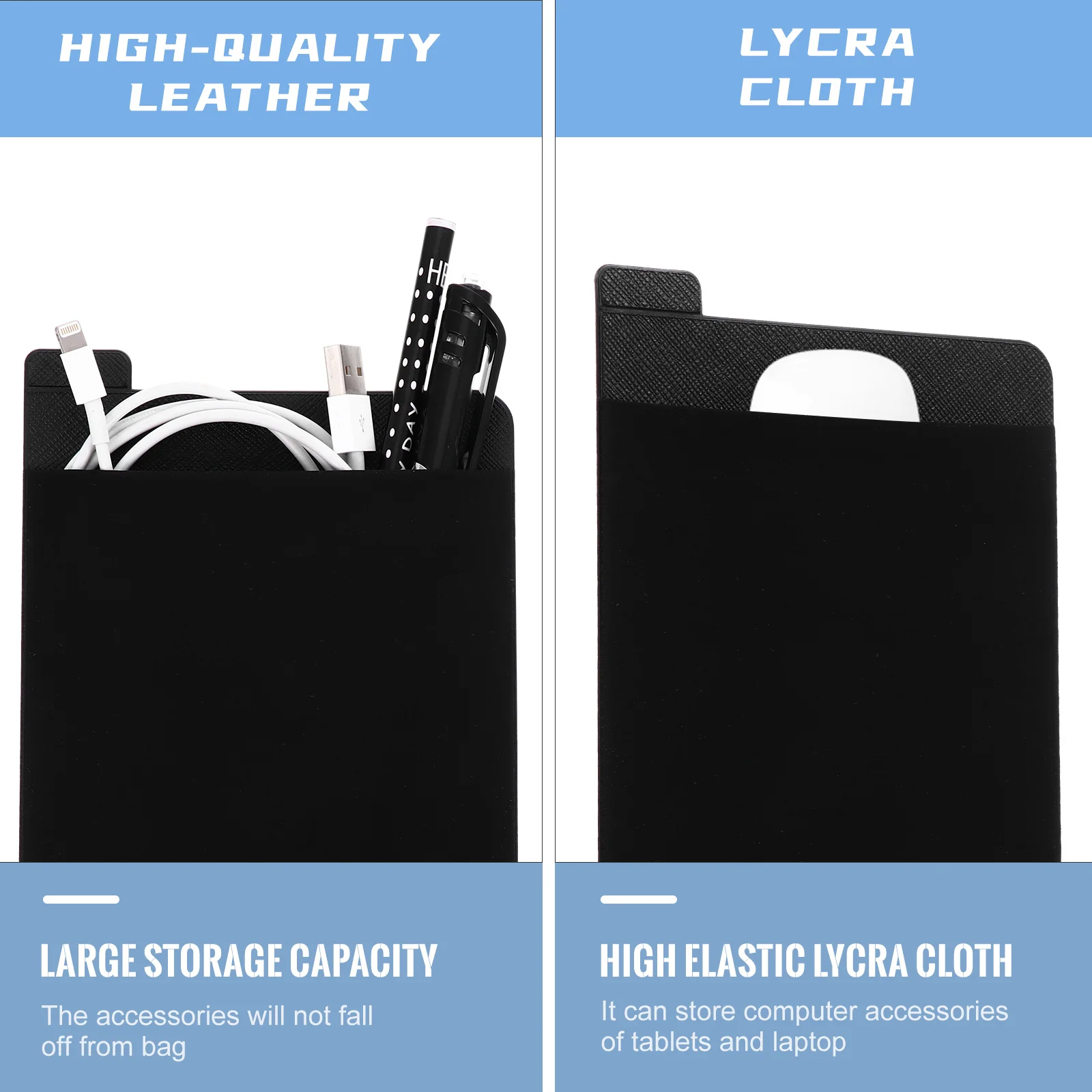 

1Pcs Elastic Storage Bag Seamless Laptop Accessories Stick-on Organizer Wireless Mouse Holder External Hard