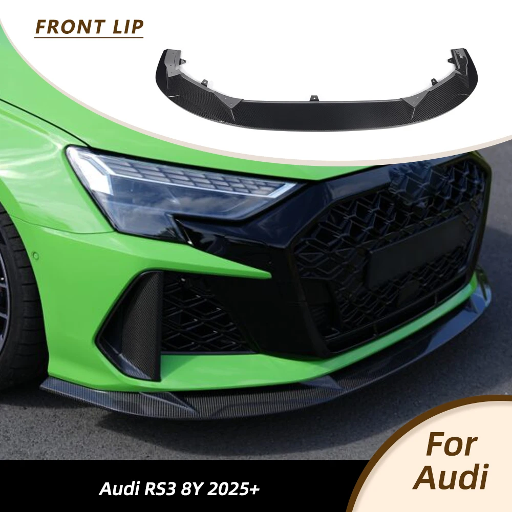 Spoiler delantero de labio para parachoques de coche Audi RS3 8.5Y 2025 2026, Splitters delanteros, Spoiler de barbilla, Kits de carrocería de carreras, Fibra de carbono seca