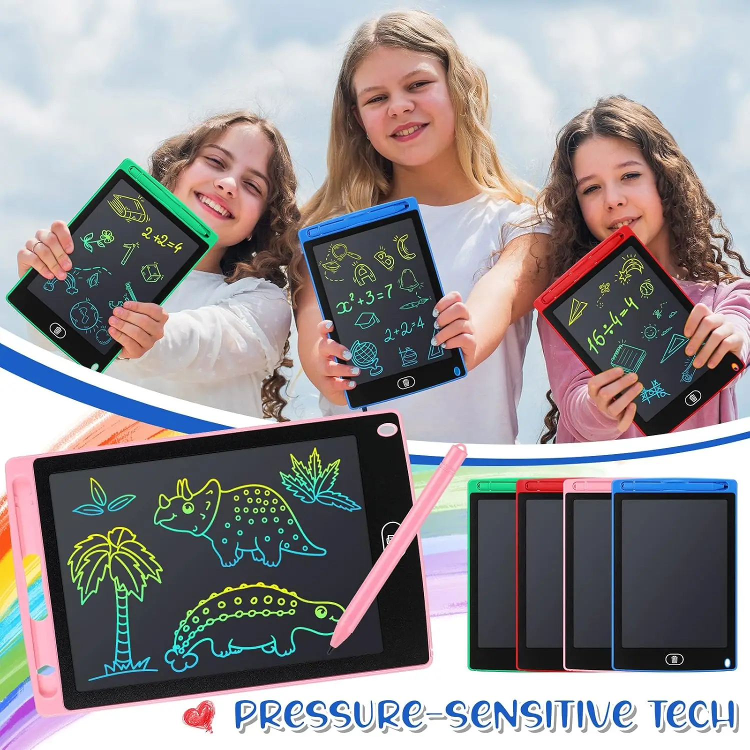 10-inch color LCD writing board with pen, graffiti board, drawing tablet, erasable, reusable kids electronic drawing board toys