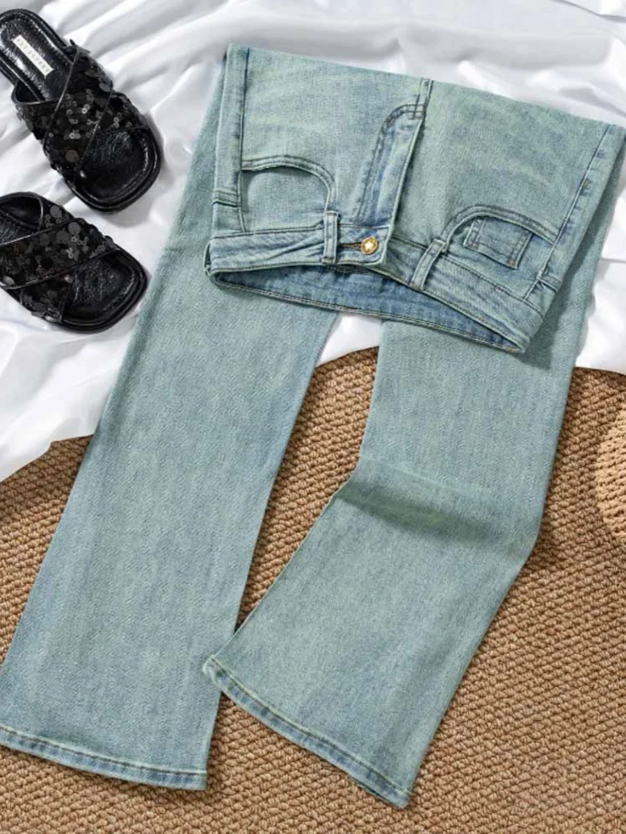 Faion taille haute cloche Bot jean femme été 2024 lourd embelli strass diamant pantalon Long femme