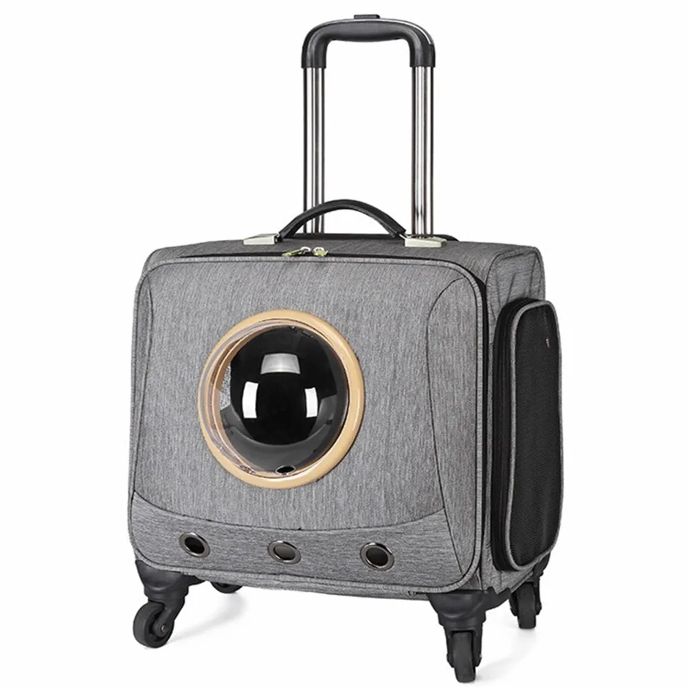 18 Inch Huisdier Trolley Case Kat Hond Bagage Reiskoffer Tas Geventileerde Ademende Mute Universele Wiel Handtas Opbergwagen