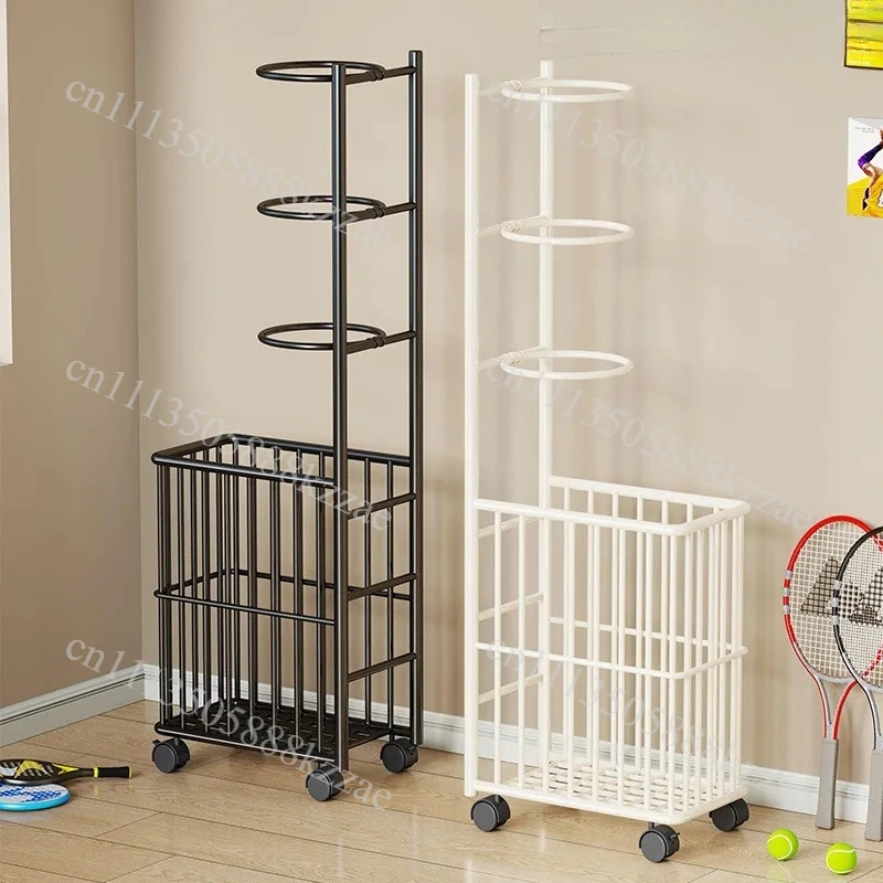 Freestanding Ball Storage Rack With Baskets Sports Equipment Organizer For Indoor Outdoor Volleyball Football Basketball Use