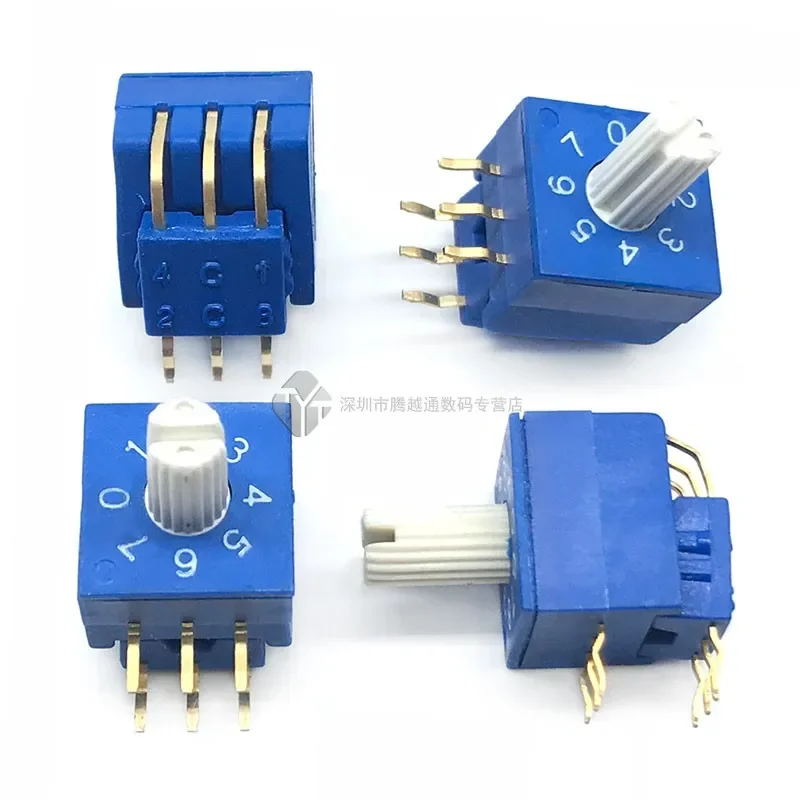 5PCS/lot 0-7 Rotary Encoding Switch 8-bit PCB Vertical 8421C DIP Switch 3:3 with Handle 7MM Pitch 5.08MM