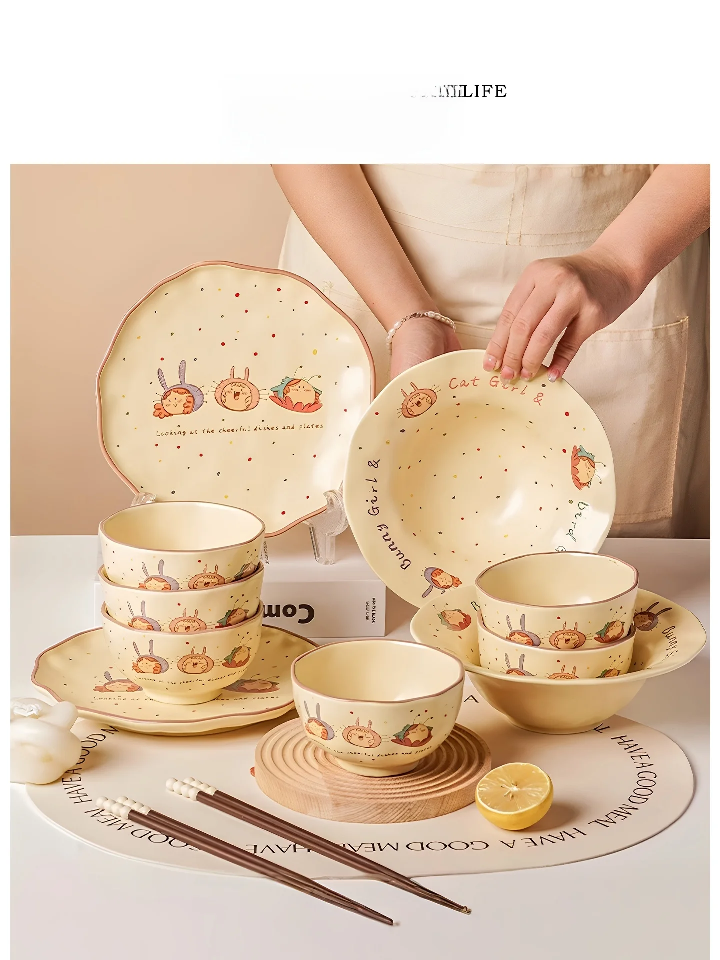 

Tlife Girl Dining Set New Home Moving Gift Birthday Gift Couple Girlfriend Best Friend Cerc Dinnerware Service for Two