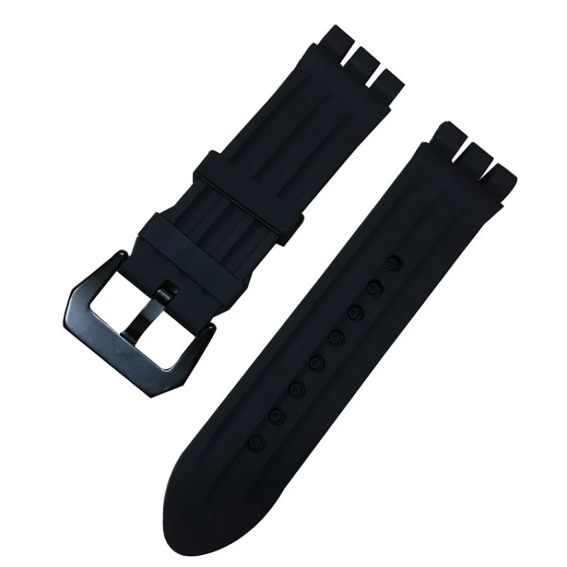 For Swatch YOS440 YOS413 YOS424 Silicone strap Mens Black rubber watchband Wrist strap bracelet 23m Watch accessories free tools