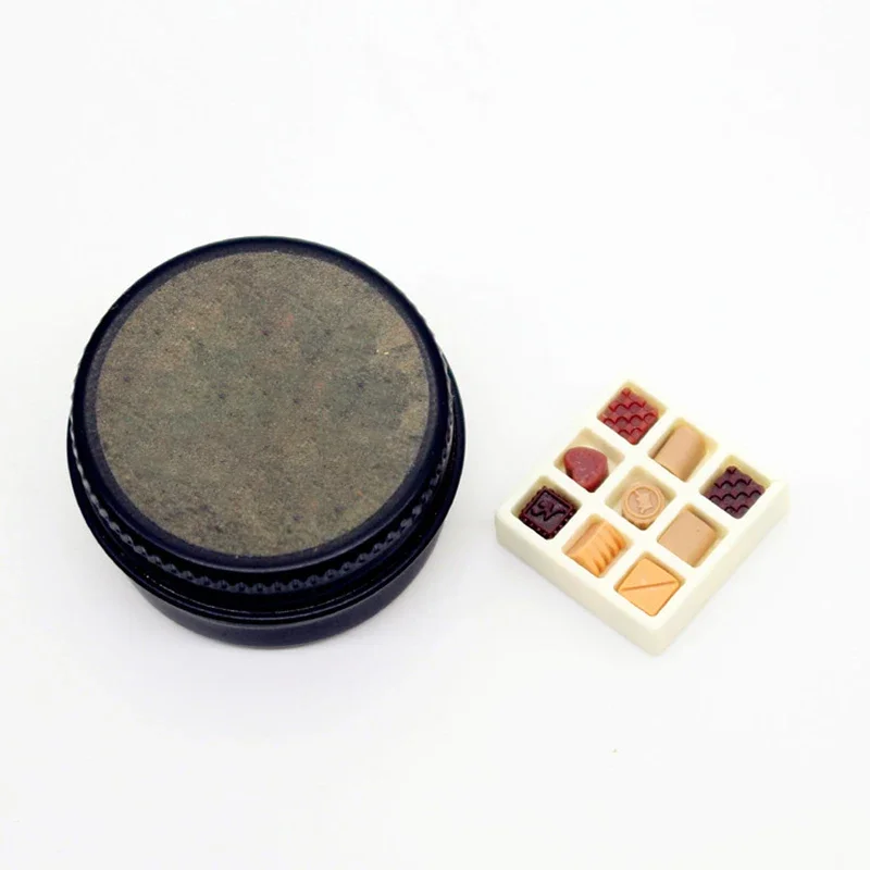 1 Juego de casa de muñecas, crema, Chocolate, lata negra, caja de regalo, modelo de comida de simulación en miniatura, juguetes, accesorios de decoración para casa de muñecas