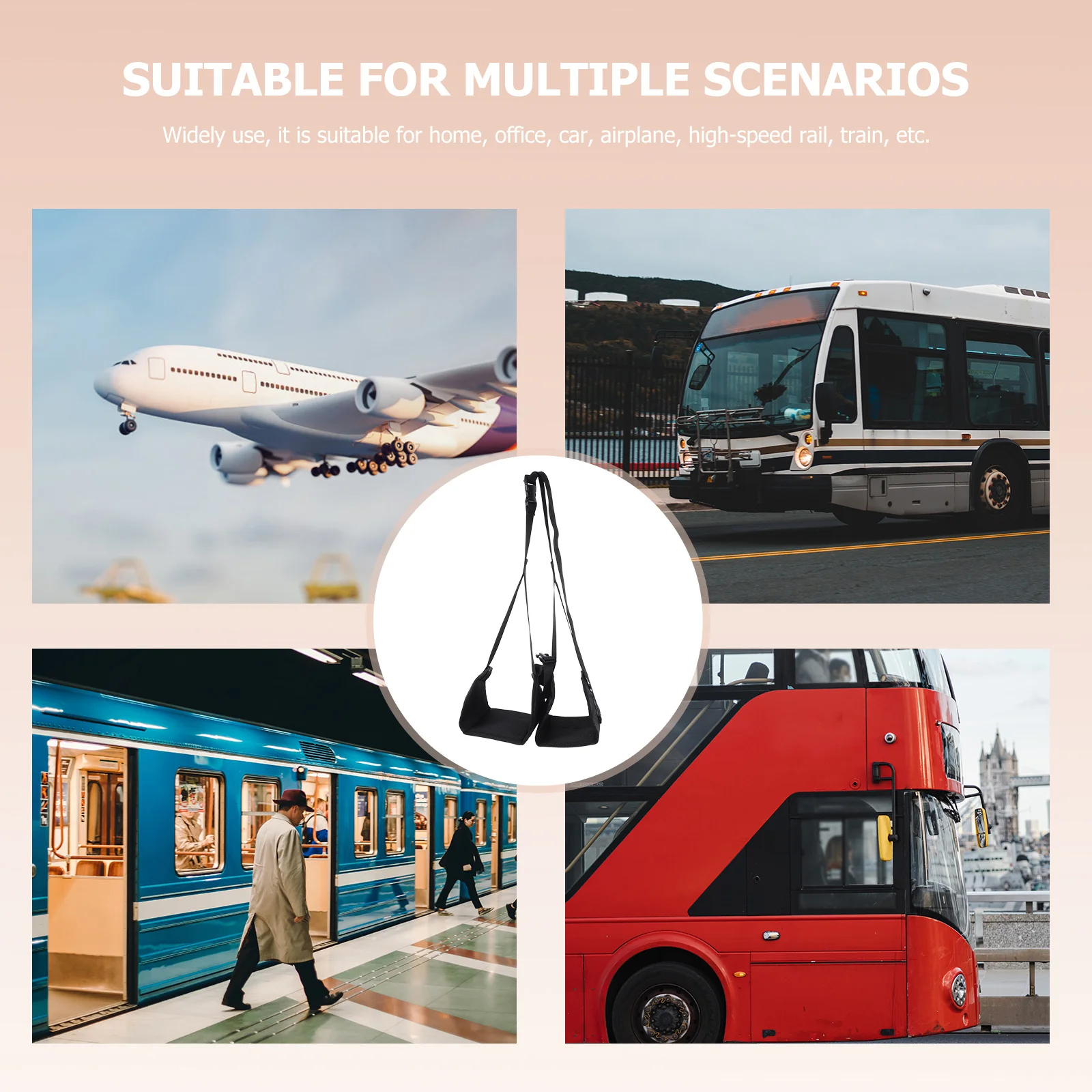 

Oxford Cloth Airplane Footrest Adjustable Hanging Foot Pad Buckle Design Comfortable Lightweight Travel Foot Hammock