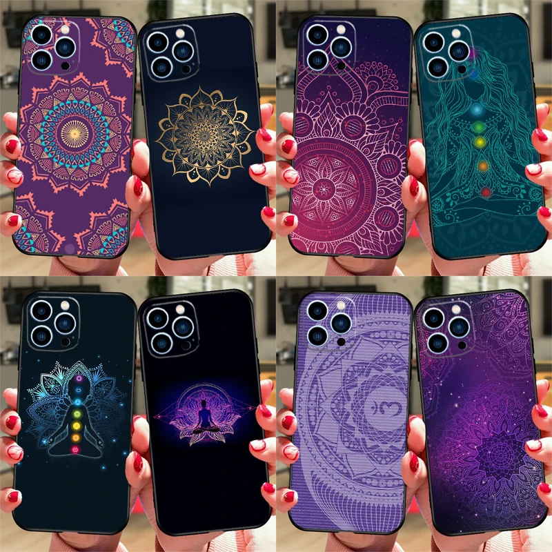 Etui na telefon Mandala Chakra Yoga do iPhone 16 15 12 13 Mini 11 14 Pro XS Max Plus X XR Silicone Cover