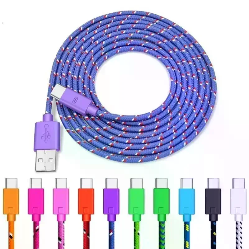Nylon Braided USB Type C Cable 1M Data Sync Fast Charging USB C Cable For Phone Tablet Computer