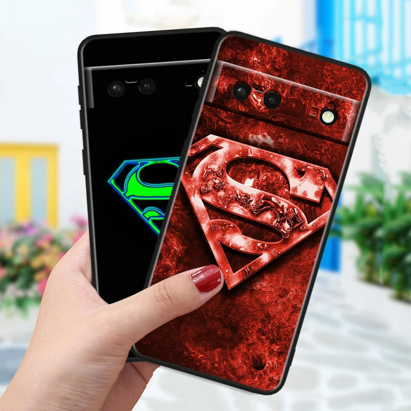 Cool Batman Superman For Google Pixel 8 7A 6A 5A 5 4 4A XL Pro 5G Black Soft Shockproof Phone Case