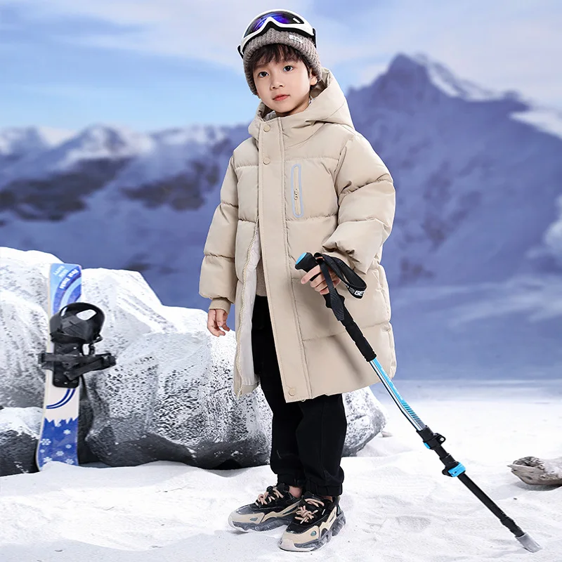 2026 New Children's Down And Cotton Coat - Long-Sleeved Girls' Thick Coat With Knee-Length Male's Overcoat-style Coat