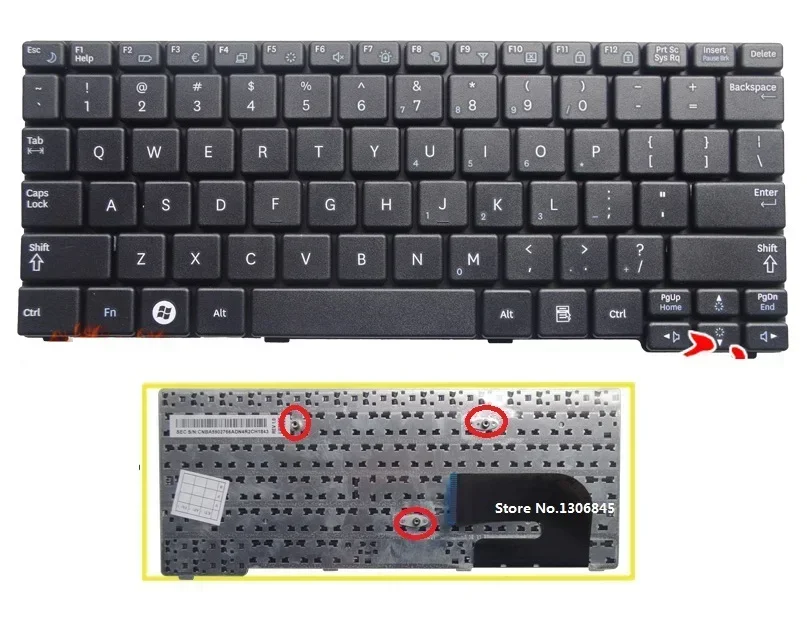 New US Keyboard English For Samsung N148 N143 N145 N148P N150 NB20 NB30 NB30P N128 N158 NB30 NB20 N102 Keyboard