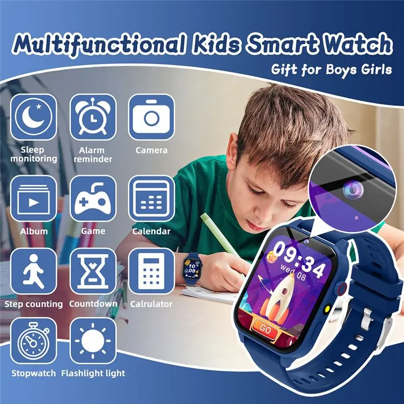 Children Study Smartwatch HD Camera Games Flashlight Sleep Monitoring Alarm Calculator Birthday Gift For Boys Girls Eco-Friendly