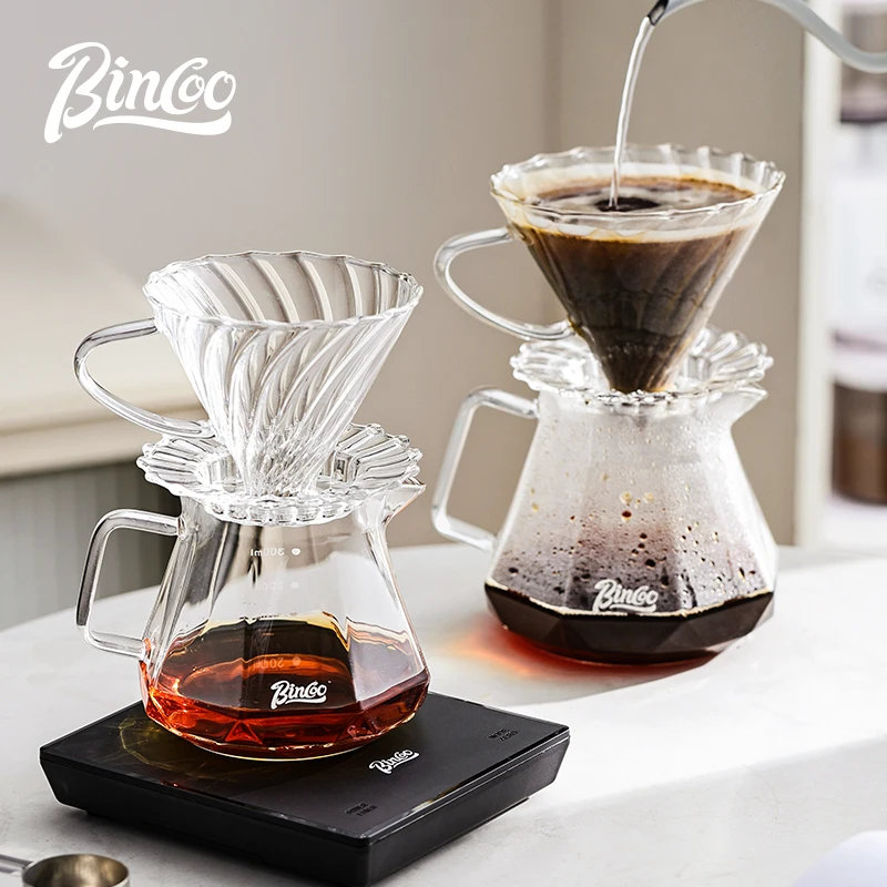 Bincoo Hand-Brewed Coffee Pot Glass Sharing Pot Filter Cup Coffee Utensil Set Household Brewing Filter Pot