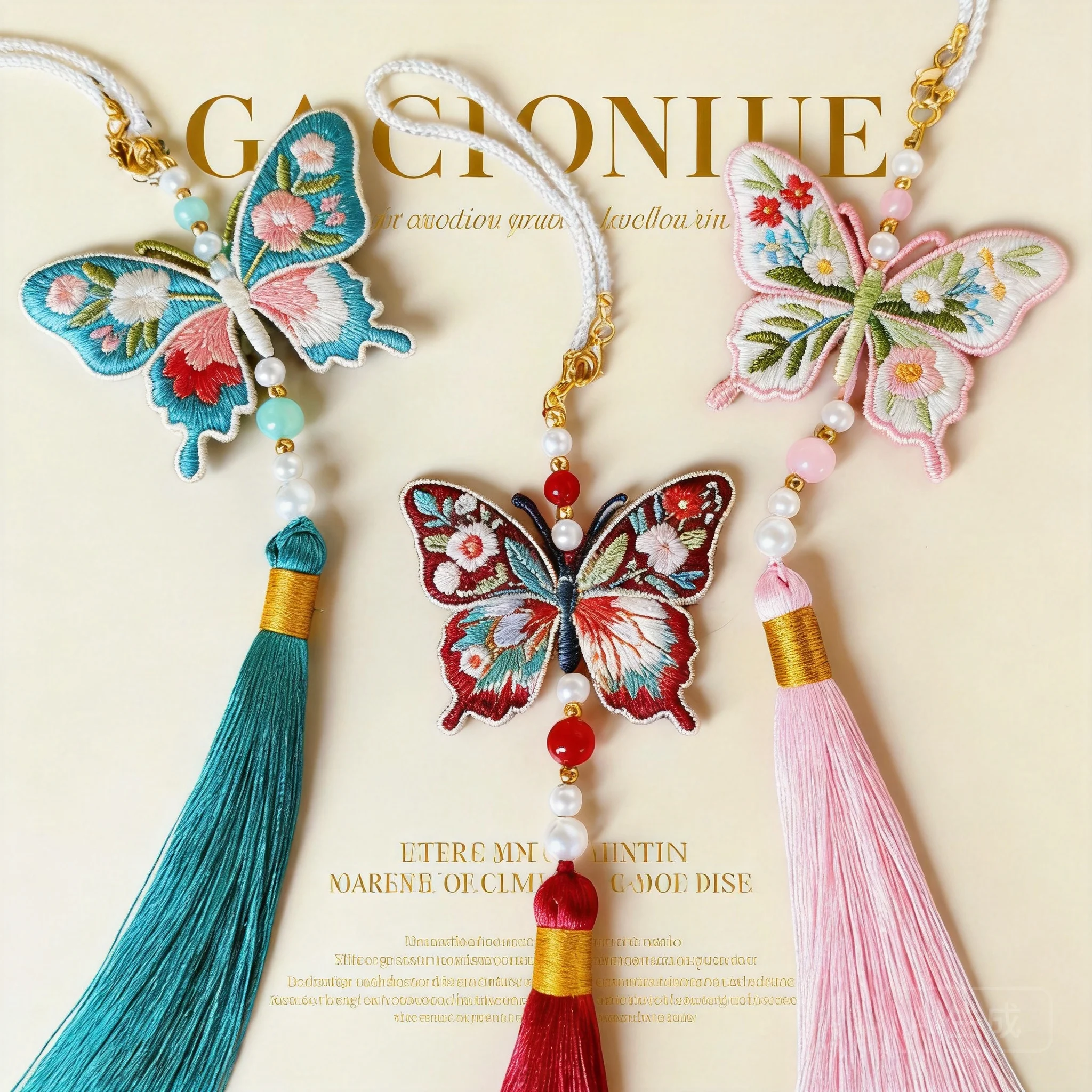 Chinese Style Lucky Double Sided Embroidered Butterfly Tassel Pendant Traditional Hanfu Cheongsam Press Lapel Decoration Good