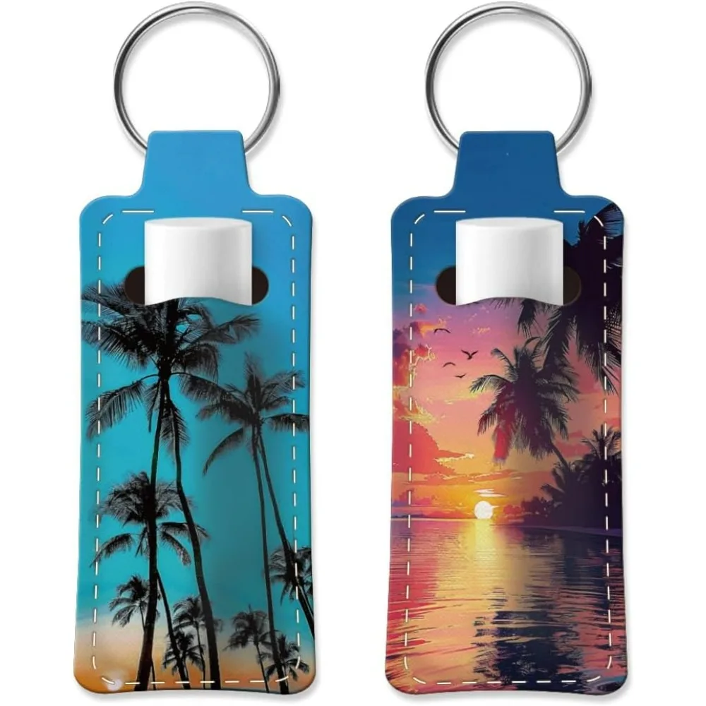 2pcs Lipstick Holder Keychain Coconut Tree Lip Balm Holders Lipstick Keychains Portable Lipstick Holder Bags Palm Tree