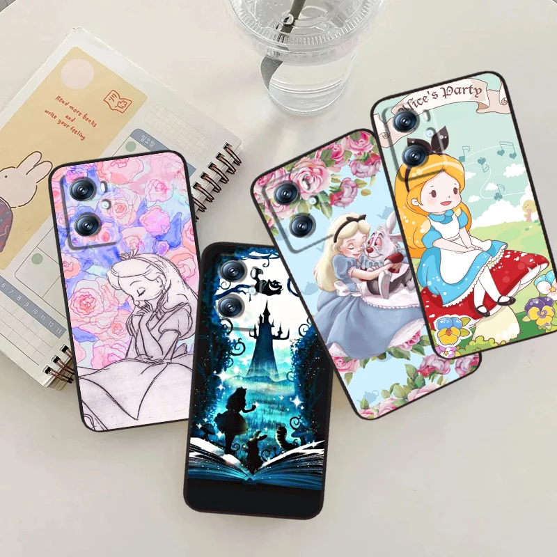 Disney Alice In Wonderland For OPPO Find X6 X5 X3 A54S A5 A94 A16 A53S A57 A74 A72 A98 A78 A96 A9 5G Black Soft Phone Case