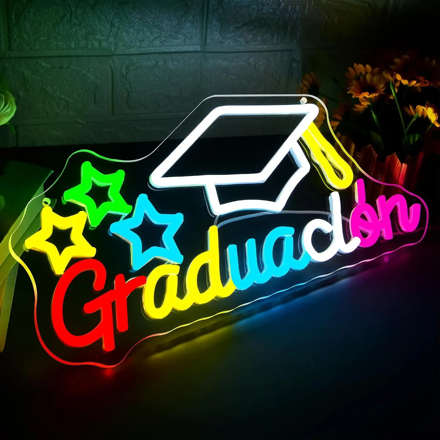 Graduacion Neon Sign Graduation Cap Spanish LED Neon Light Party Fiesta Bedroom Home Decor Christmas Gift USB Powered