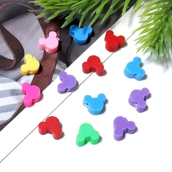 50Pcs/Lot  6×8mm Polymer Clay Beads Colorful Mickey Shaped Cross Hole Beads Diy Cute Bracelet Necklace Jewelry Accessories