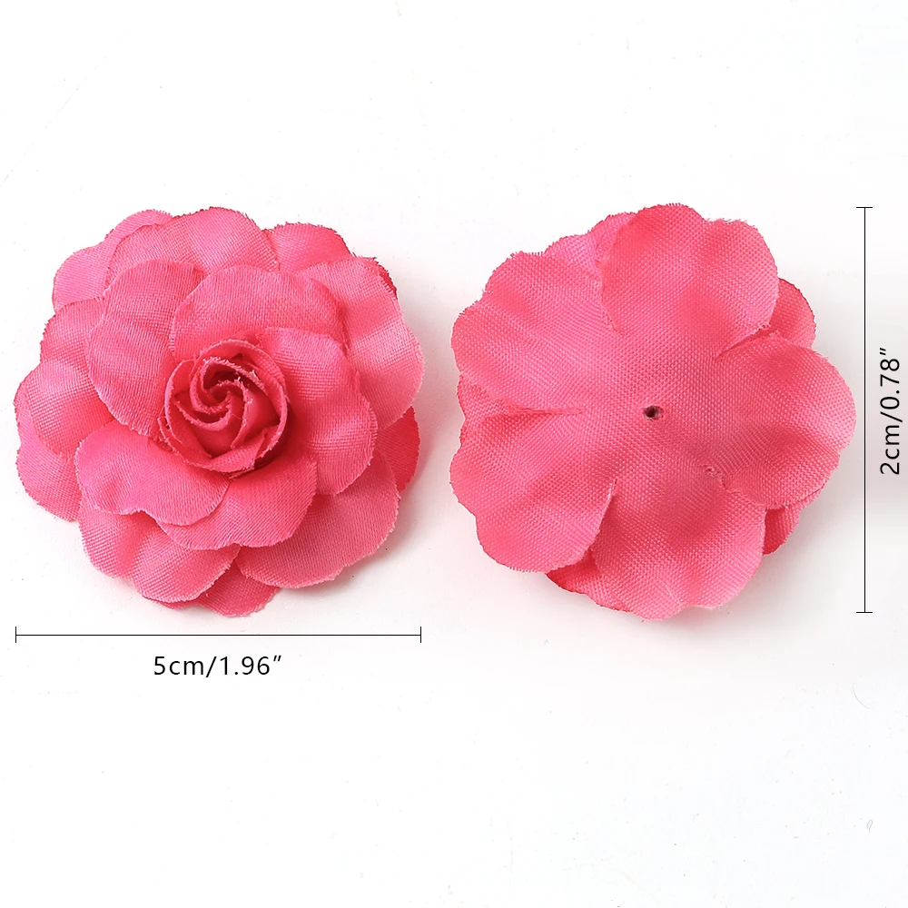 5Pcs Rose Artificial Flowers Head 5cm Fake Flower for Christmas Wedding Decoration Home Decor DIY Wreath Crafts Gift Accessories