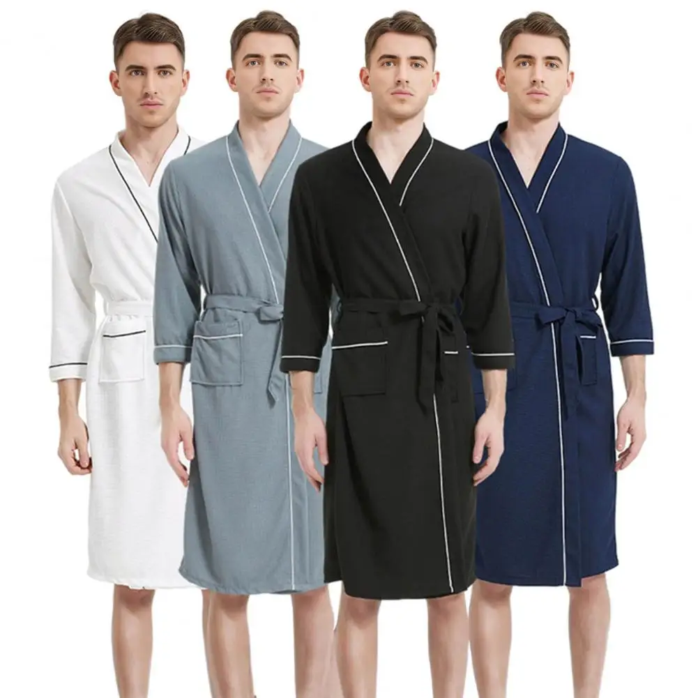 

Мужской спальный халат, весна-осень 2024, халат, одежда для сна, ночная рубашка, халат длиной до колена, домашний отель, пижамы, одежда для дома