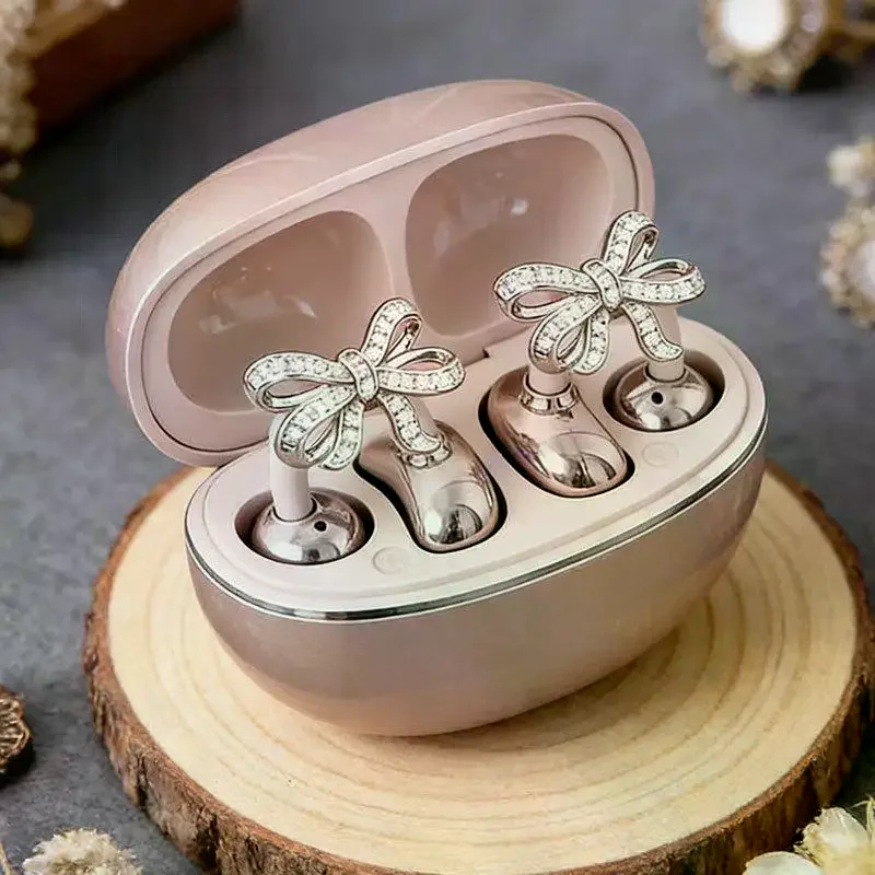 1Pair Fashion Headphone Decoration Clip Removable Diameter Buckle Diamond Butterfly Shape Decorative For Bluetooth Earphone