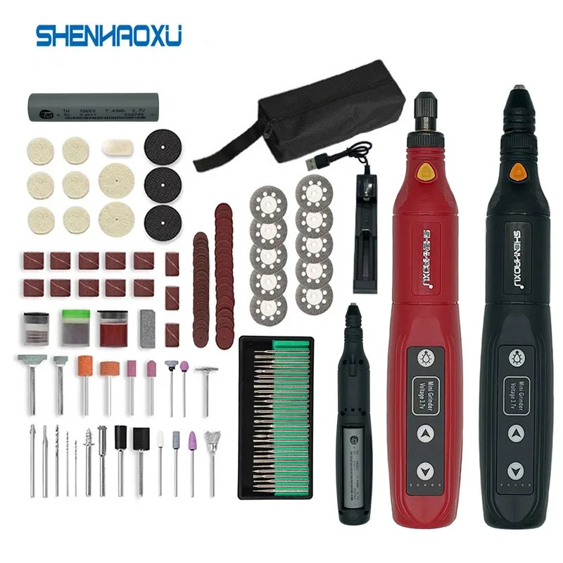 Cordless Electric Grinder Dremel Rotary Tool Rechargeable Removable Battery Woodworking Engraving LED 5 SpeedMini Engraver Drill