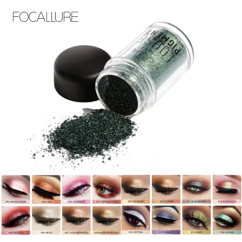 Wholesale FOCALLURE 18 Colors Glitter Liquid EyeShadow Shimmer Shine Diamond Pigment Eye Shadow Powder Makeup Cosmetic for Women