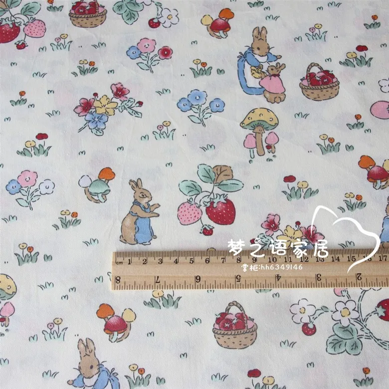 Syunss Diy Patchwork Cloth For Quilting Baby Dress Cribs Cushions Sewing Tissus Cotton Fabric Tecido Rabbit  Fruit Printed