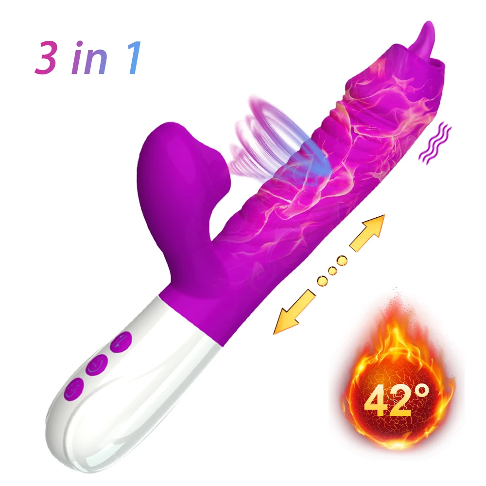 

Telescopic Vibrating Dildo Thrusting Tongue Licking Vibrator Clit Sucking Vagina Clitoris Anal Stimulation Sex Toys for Women