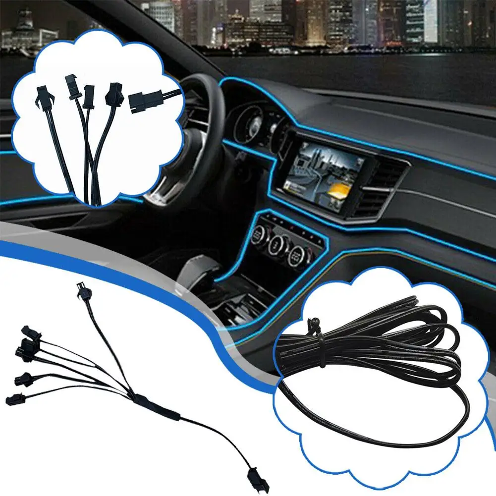 Tubo de cuerda de lámpara de neón, tira de luz LED decorativa, unidad USB, luces de Ambiente de coche, Cable adaptador de luz fría