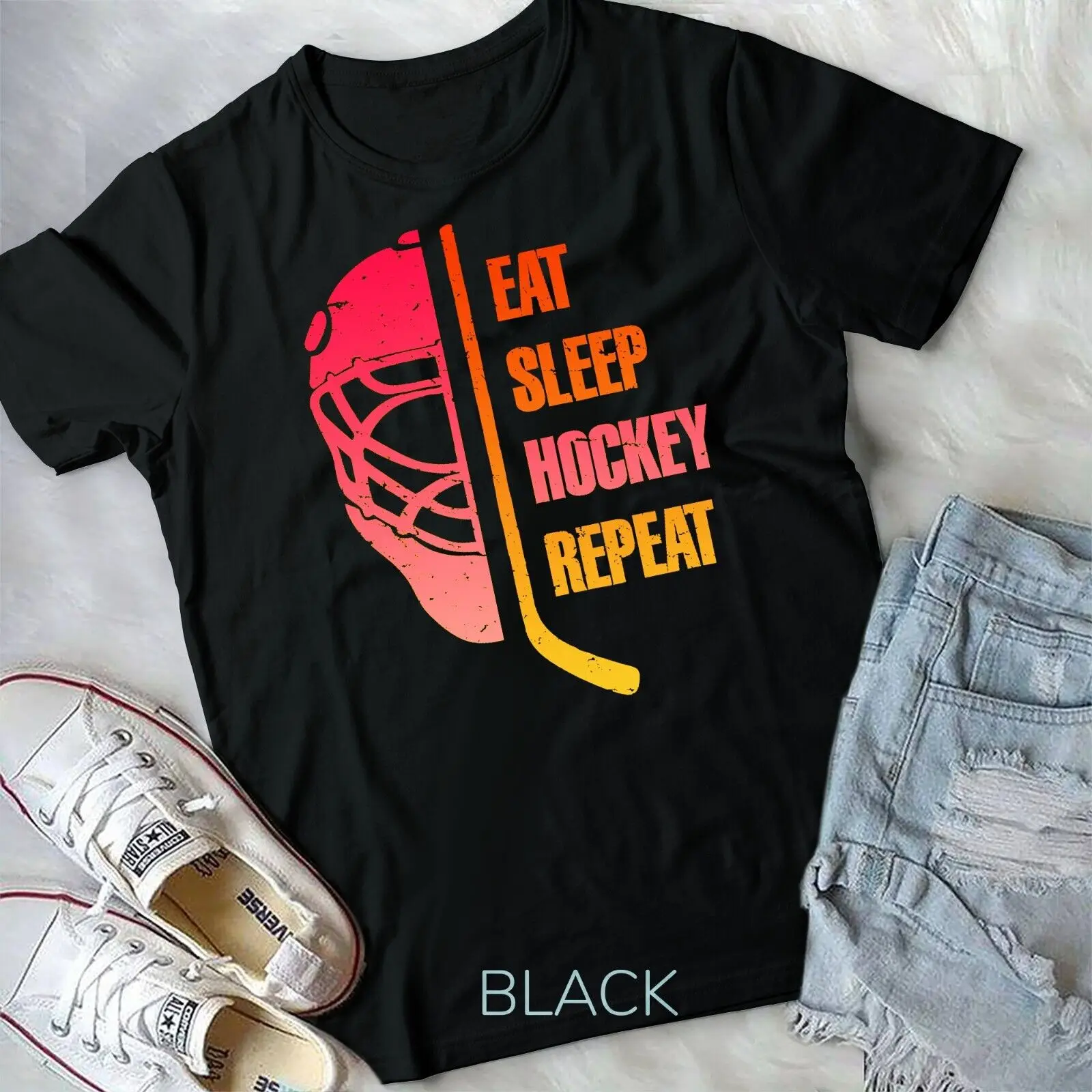 Eat Sleep Hockey Repeat Christmas Tshirt Teen Adult Hockey Unisex T-shirt