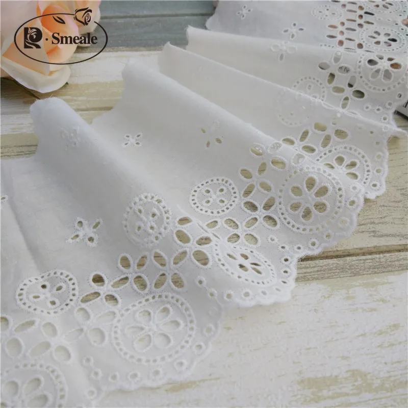 Cotton Embroidered Lace Trim, Pastoral Flower, DIY Clothing, Decorative Lace, Sewing Accessories, Skirt Lengthened, Width 14cm