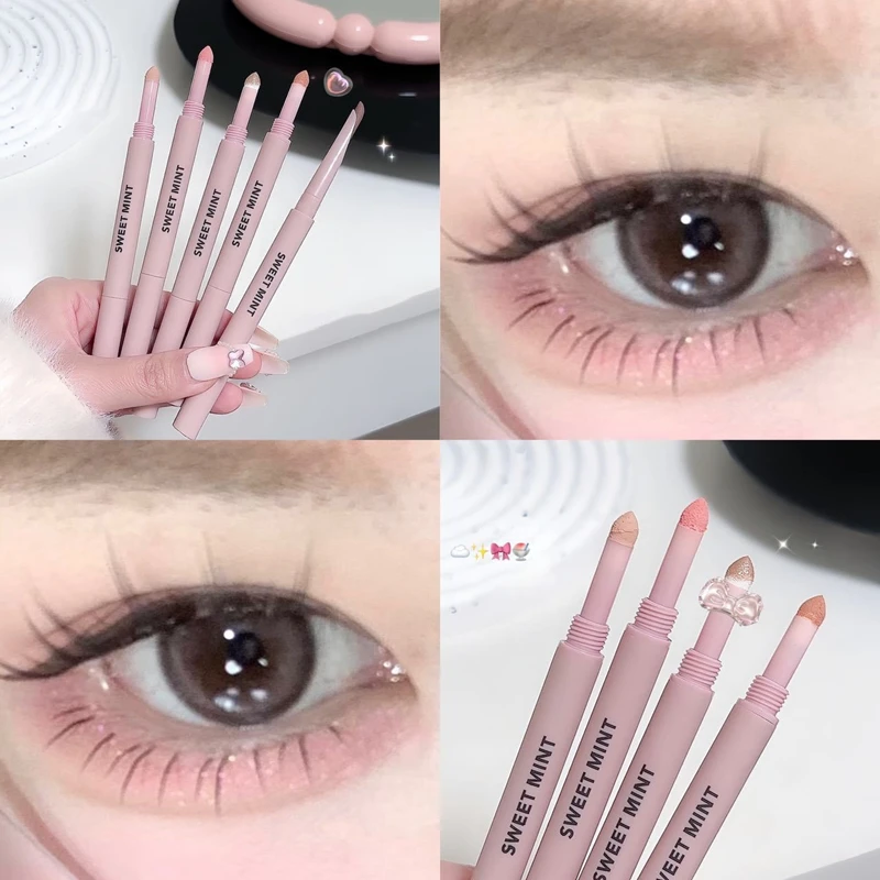 Doppelend liegender Seidenraupen-Eyeliner-Stift, Diamant-Glitzer, mattierter Stift, aufhellende Creme, Schatten, Textmarker, Augen-Make-up  2025 Neu