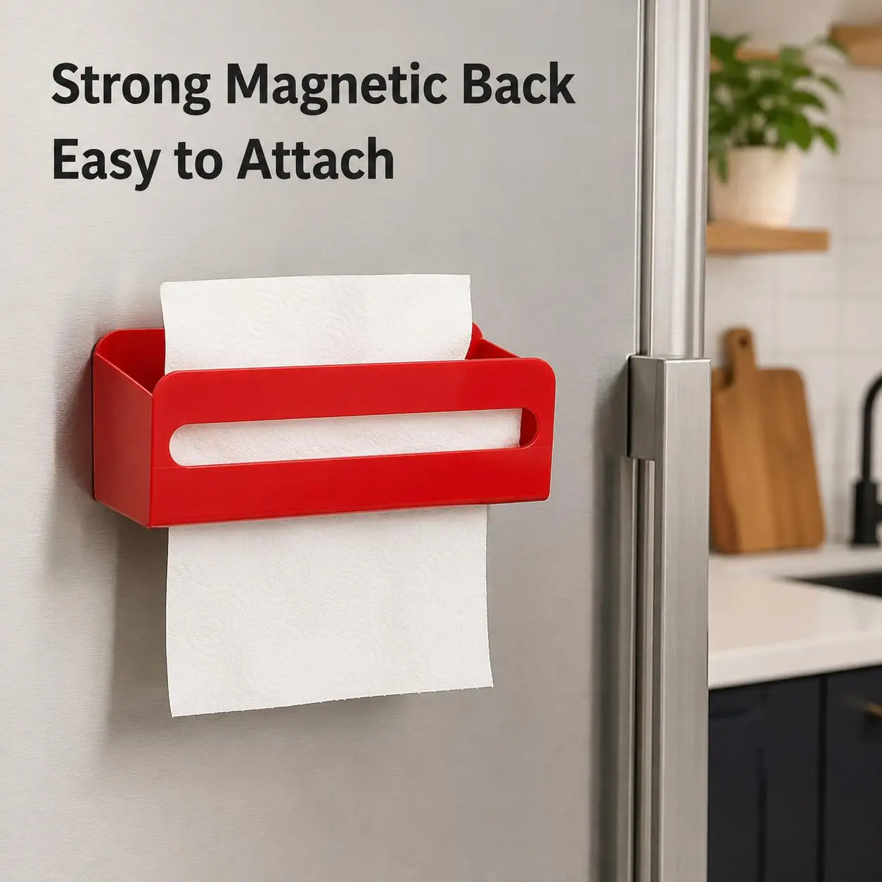 No-Drill Magnetic Wall Mount Tissue Holder Space Saving Storage Box Kitchen Bathroom Napkin Kitchen Towel Organizer Rack view 2