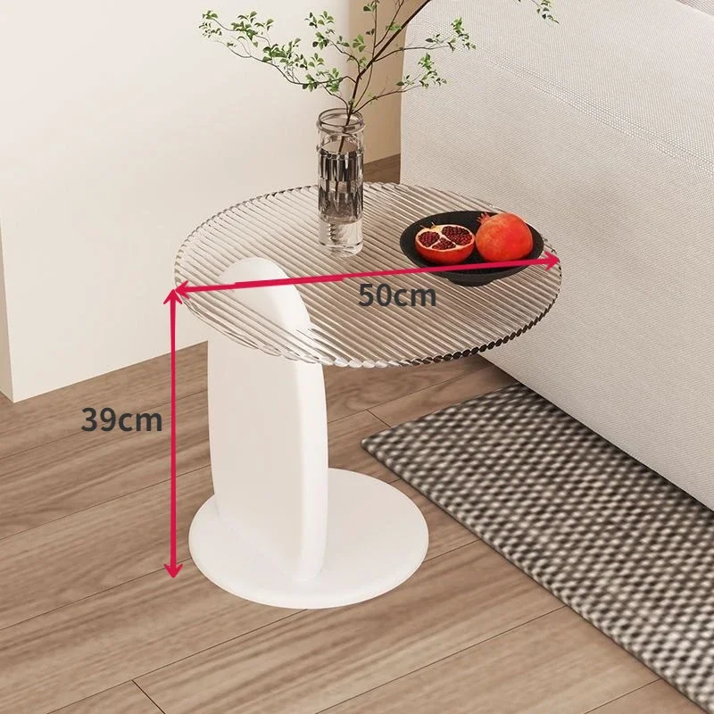 Round Coffee Table Living Room Furniture Small Household Light Luxury Modern Tea Tables Simple Creative Tempered Glass Mesas