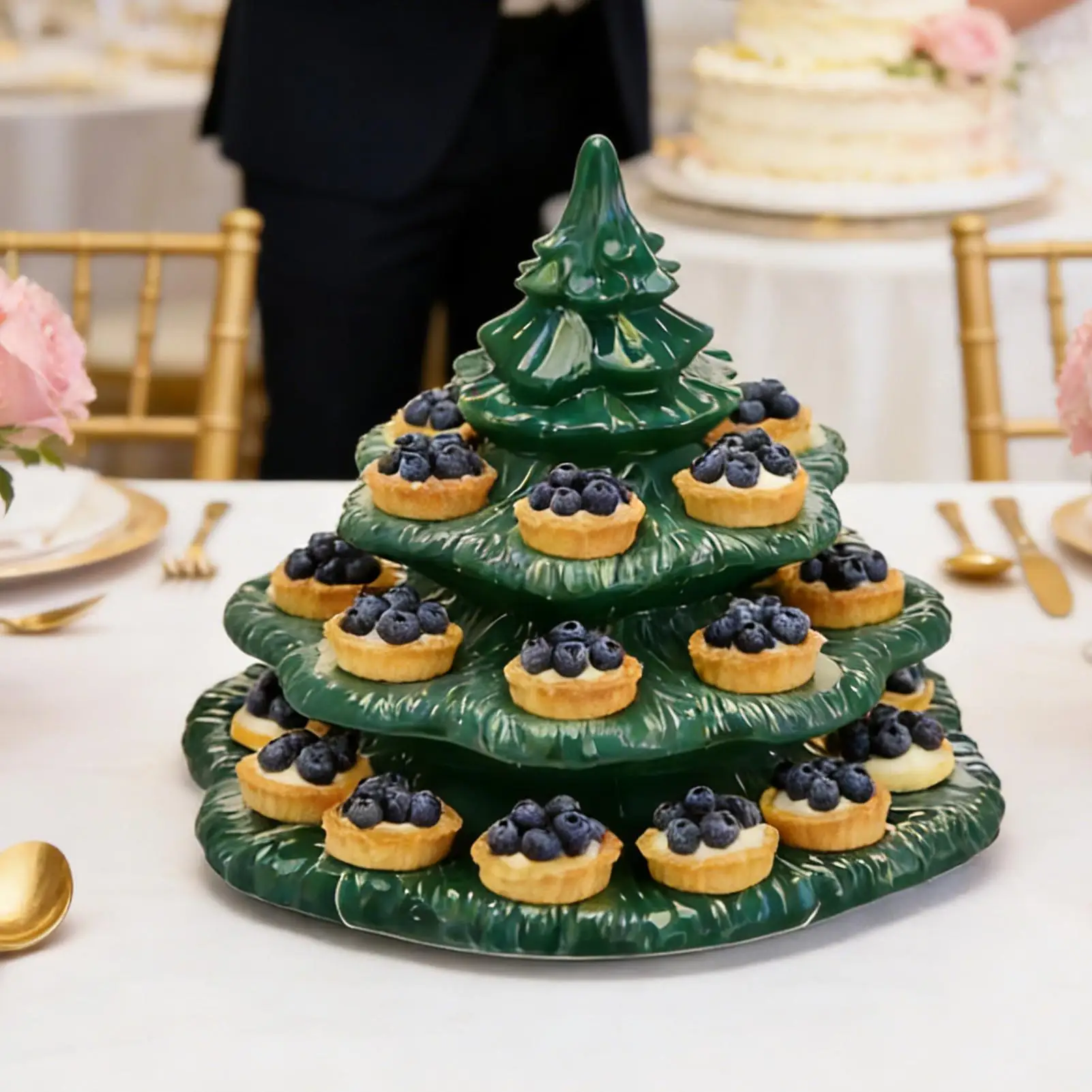 Deviled Egg Tray 4 Layer Christmas Tree Shaped 26 Hole Serving for Holiday Thanksgiving Wedding BBQ Picnic Outdoor Parties
