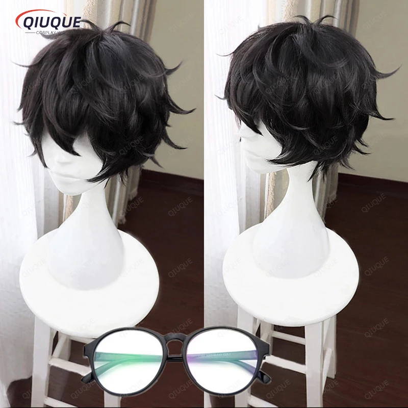 Game Persona 5 P5 Hero Kurusu Akira Short Black Wig Heat Resistant Hair Cosplay Costume Wigs + Freen Wig Cap