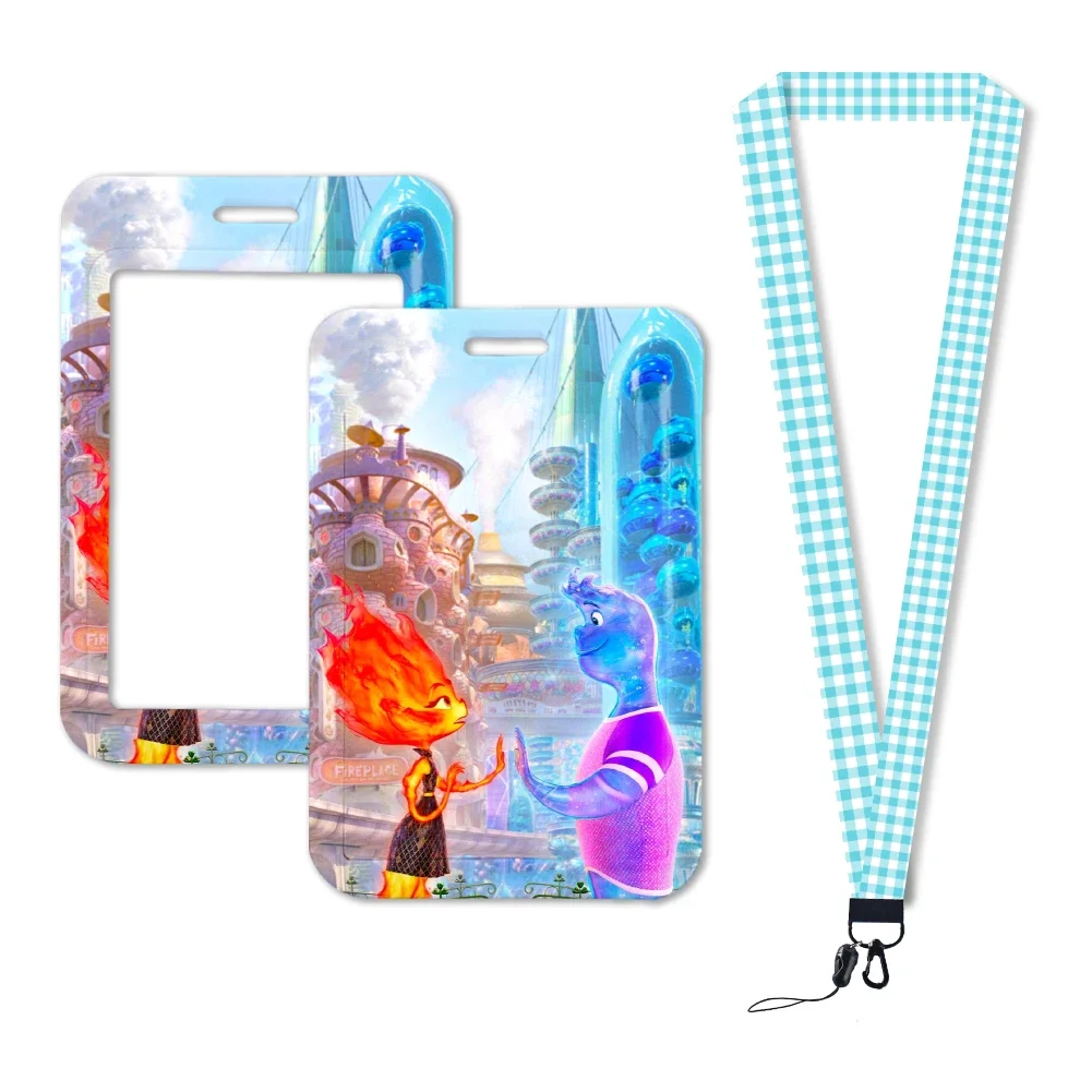 Disney Elemental Cartoon Card Holder Lanyards Credit Card Neck Strap Keychain ID Badge Holders Retractable Clip