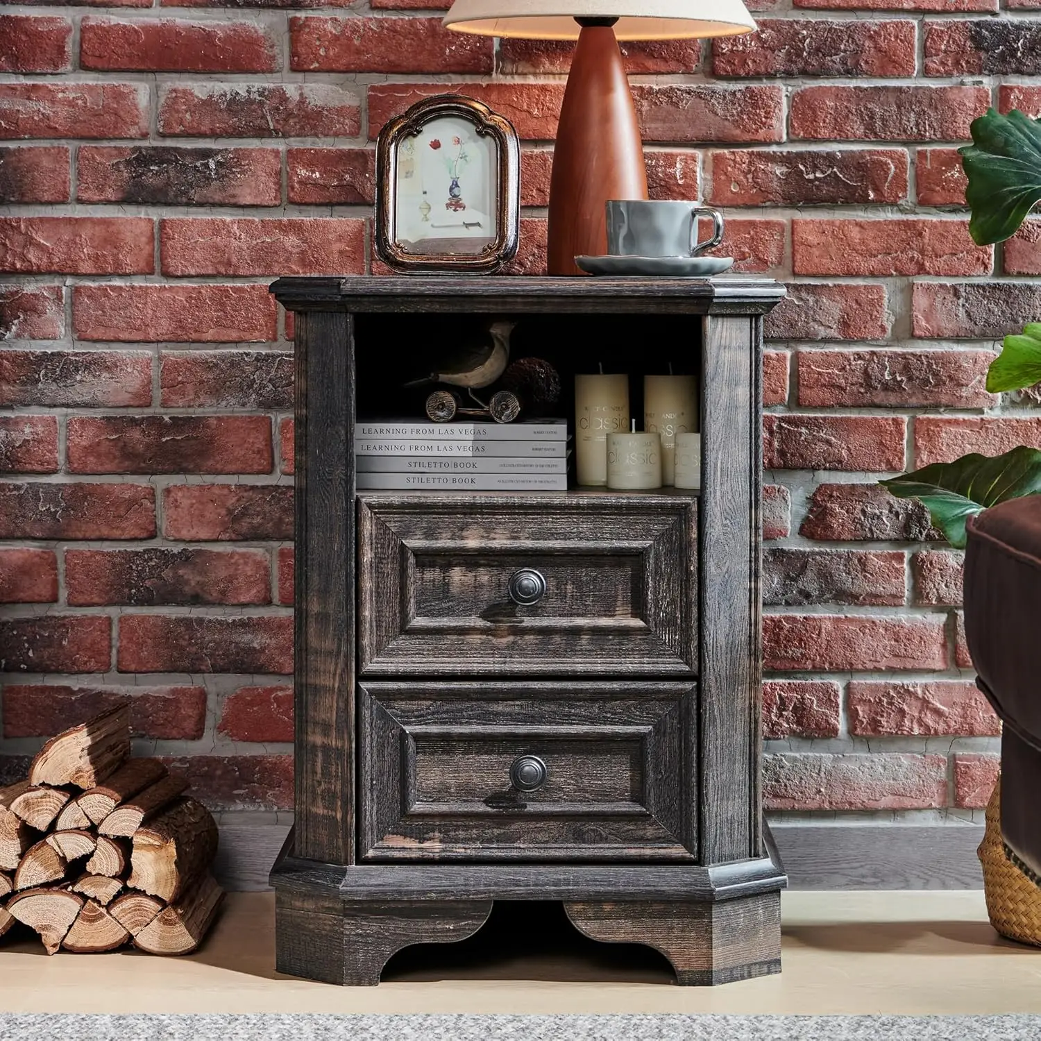 Farmhouse Nightstand with Charging Station, 18