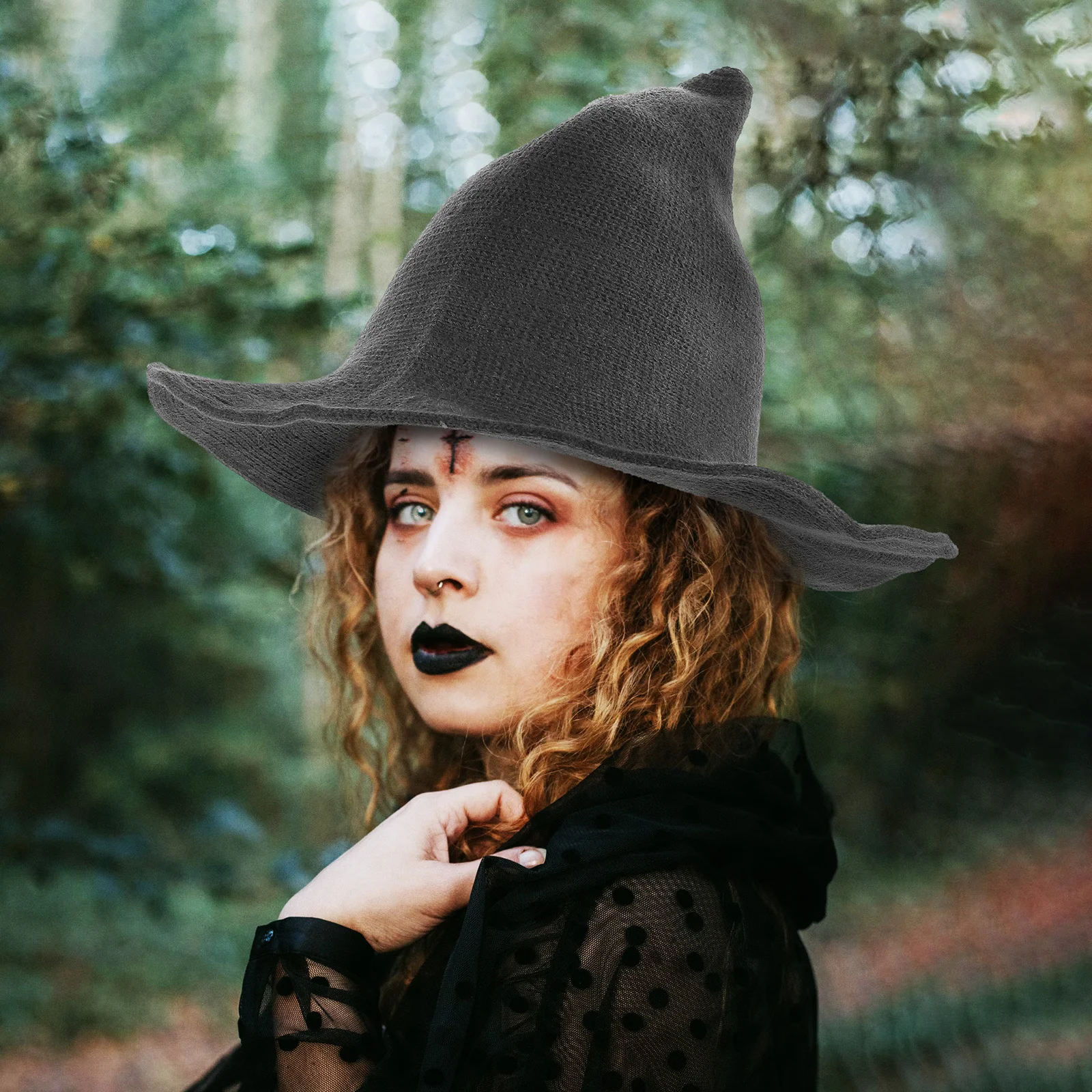 

Witch Hat Foldable Winter Cotton Cap Comfortable Warm Elastic Thick For Halloween Party Masquerade Carnival Photo Props