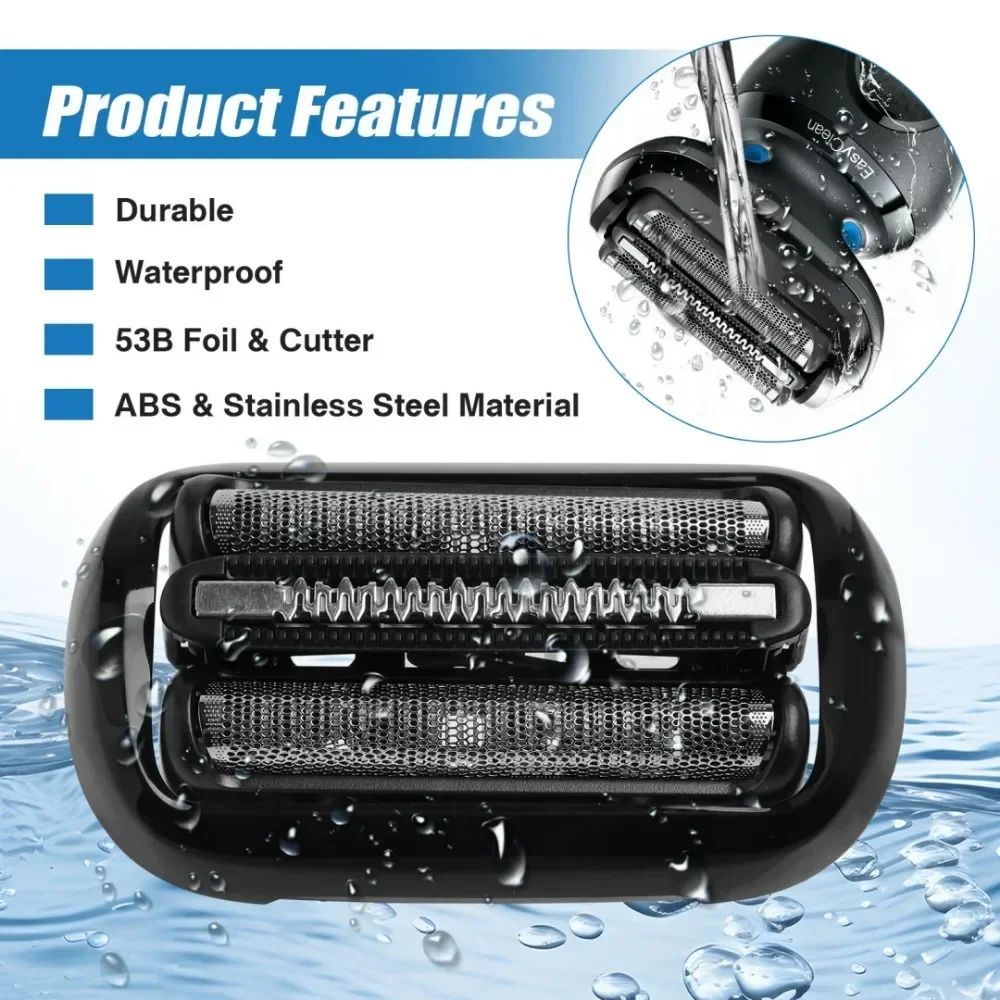 لرأس استبدال ماكينة الحلاقة الكهربائية Braun 5/7 Series 53B 73S، قم بتوصيل رأس ماكينة الحلاقة الجديدة بسهولة، والحلاقة الناعمة