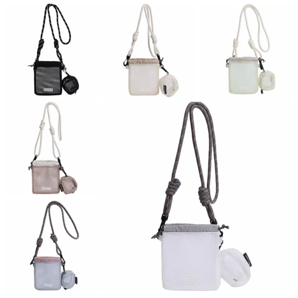 

Portable Drawstring Nylon Mesh Bag Korean Style With Purse Mesh Shoulder Bag Crossbody Bag Cosmetics Bag Phone Bag Office Worker