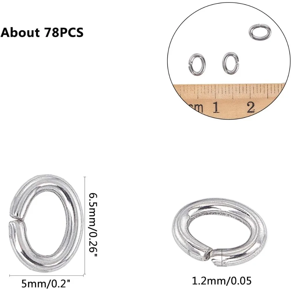 Anéis de salto de aço inoxidável 304, 78 peças/10g, conectores de joias, correntes de anéis o, suprimentos de reparo para brincos, pulseira, joias