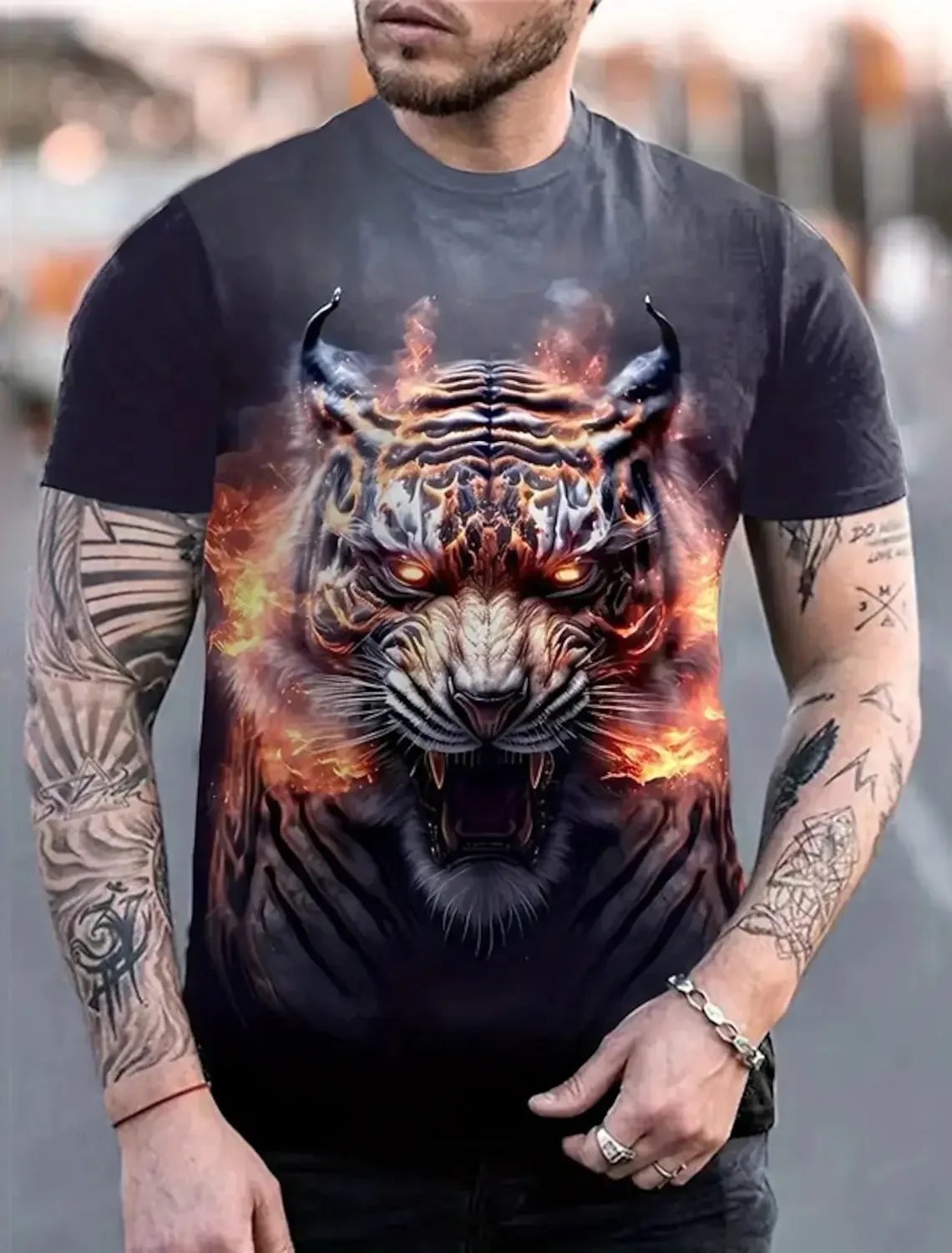 تيشيرتات رجالية ريترو، طباعة ثلاثية الأبعاد، أزياء الصيف، ملابس الشارع بأكمام قصيرة، ملابس رجالية، قمصان كبيرة الحجم، إلخ.