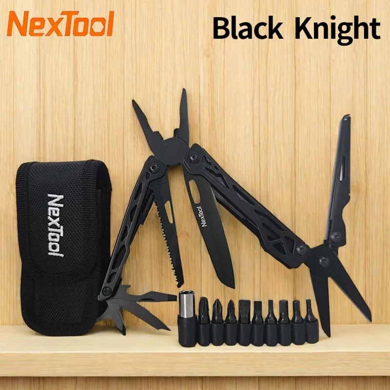 NexTool-Alicates multiherramienta Black Knight, tijeras plegables de supervivencia al aire libre, multiherramienta con funda Kydex opcional, 11 en