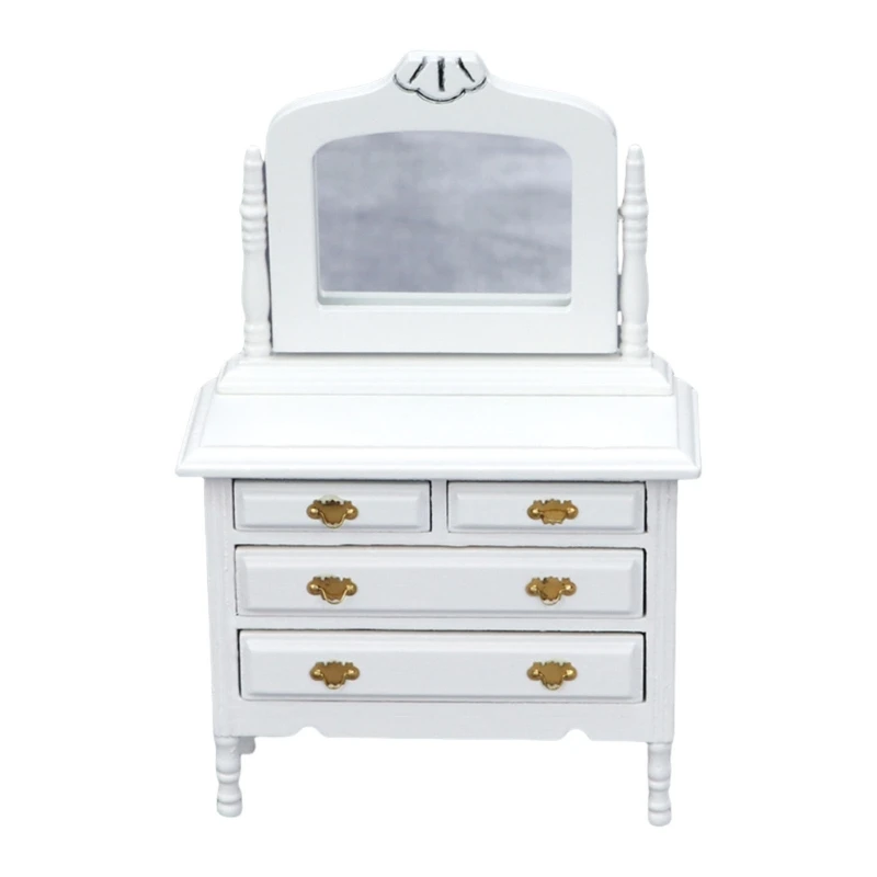 

Decorative 1/12 Miniature Doll Furniture Wooden Dresser Mirror Cabinet 15UB