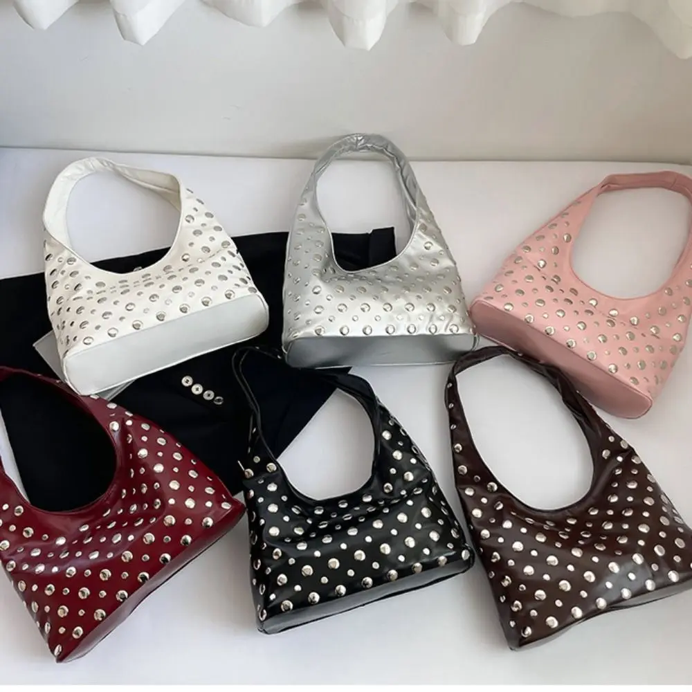 

Portable Metal Stud Rivet Shoulder Bag Punk Style Sweet Cool Underarm Bag Handbag Spicy Girl Y2k Underarm Bag Girl