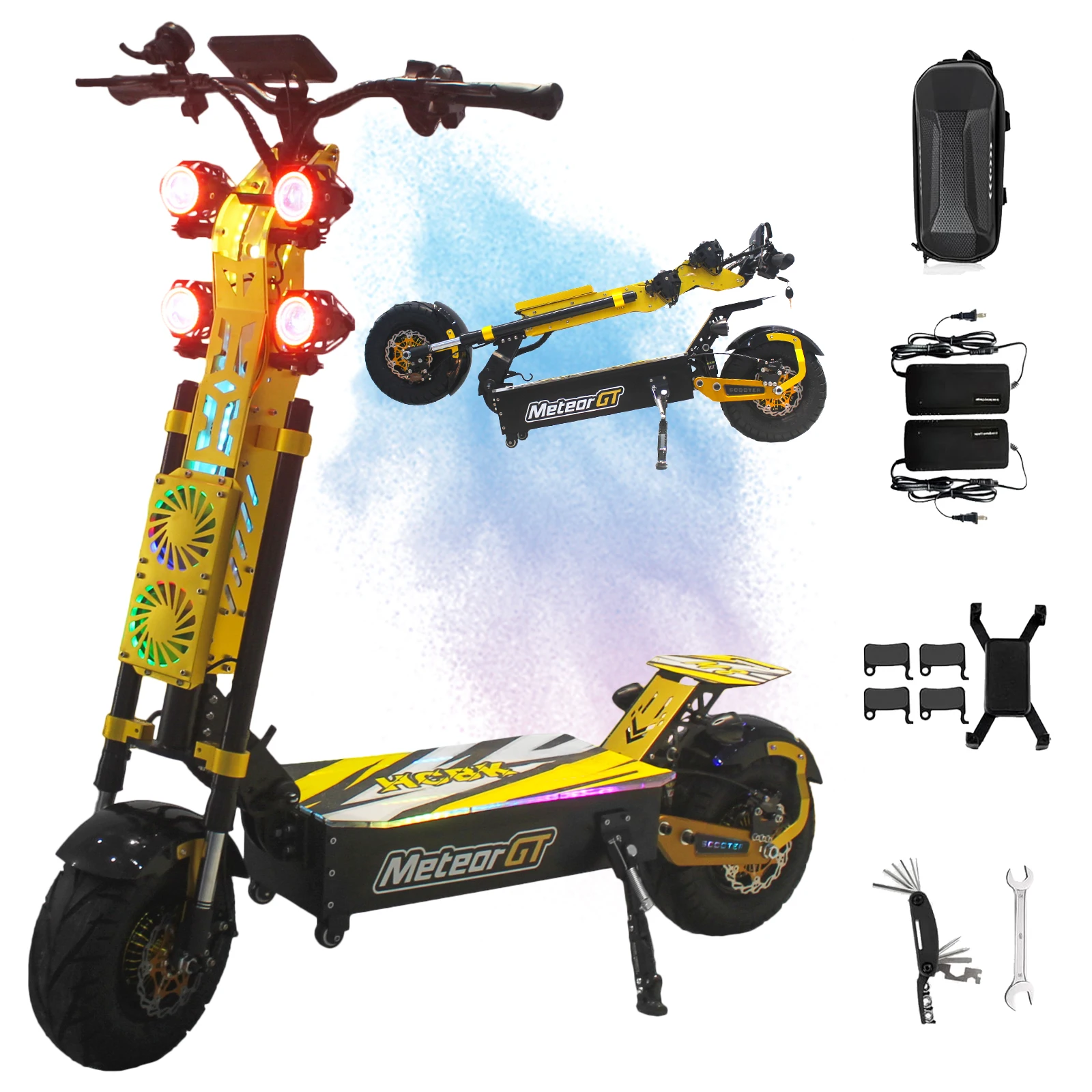 

10000W Dual Motor Electric Scooter, Foldable, 72V40AH 68MPH 90Mile 13'' Tires Double Oil Brakes Off-road Adult Electric Scooter