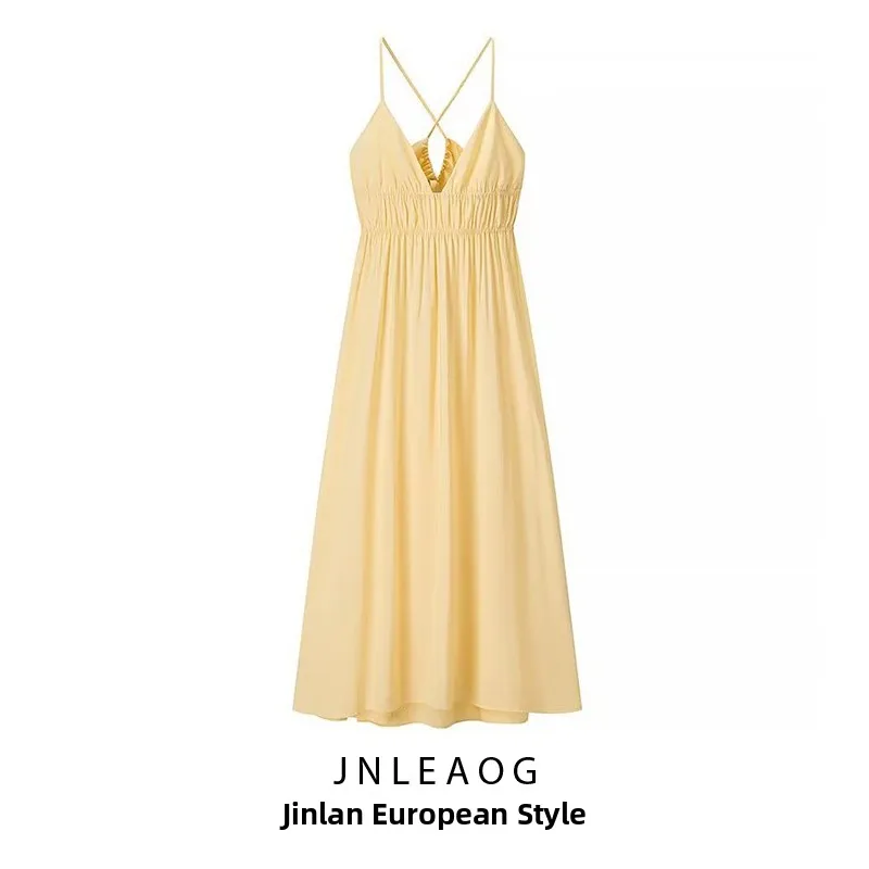 Ele High Waist Midi Dr by JNLEAOG Autumn New Arrival Women's Faion Dra Properties Polyester Fiber Zipper Closure